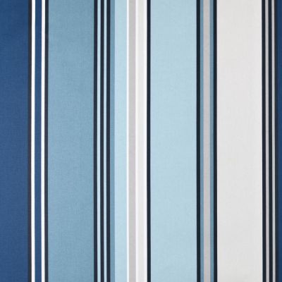 Coupon Tissu Toile Cretonne enduit  rayé vertical Nauti sur fond Bleu - Coupon de 60 cm