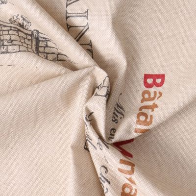 Tissu Toile Canvas Enduit Vinothèque appellations viticoles sur fond Beige - Par 10 cm