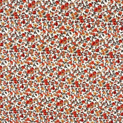 Coupon Tissu Coton imprimé Arty Léonie rouge sur fond Blanc - Par coupon de 3 mètres