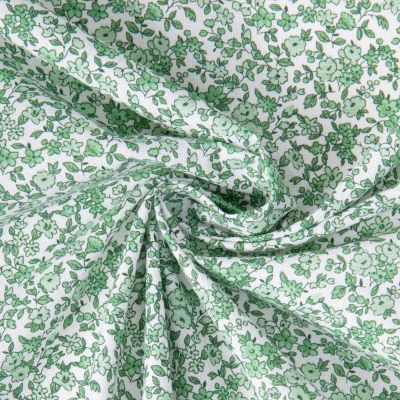 Tissu Coton imprimé Arty Léonie Vert sur fond Blanc - Par 10 cm