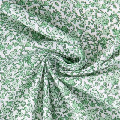 Coupon Tissu Coton imprimé Arty Léonie Vert sur fond Blanc - Par coupon de 3 mètres