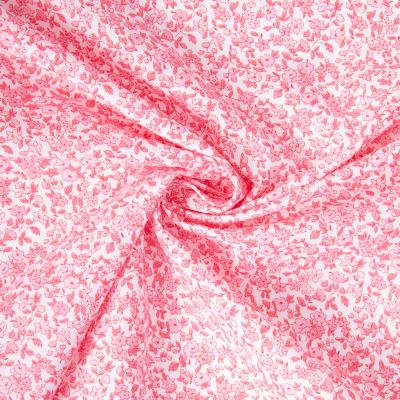 Tissu Coton imprimé Arty Léonie Rose sur fond Blanc - Par 10 cm