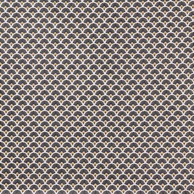 Tissu Coton Enduit Eventails Noirs - Par 10 cm