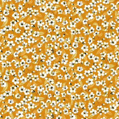 Coupon Tissu Coton imprimé Arty Miyu sur fond Jaune - Par coupon de 3 mètres