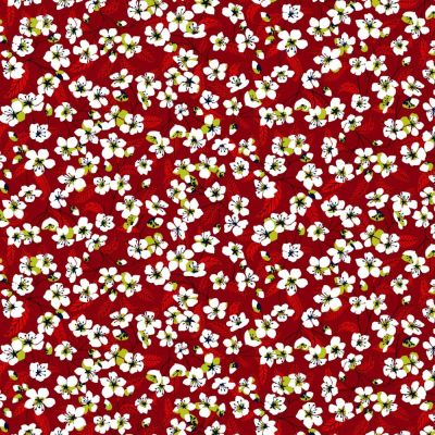 Coupon Tissu Coton imprimé Arty Miyu sur fond Bordeaux - Par coupon de 3 mètres