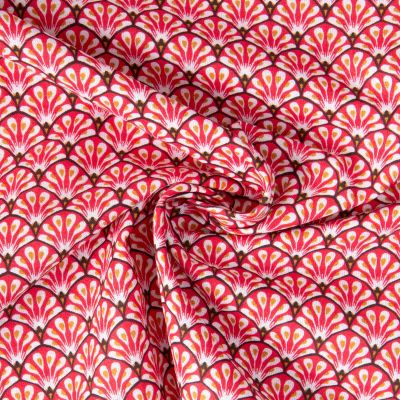 Tissu Coton imprimé éventails Arty Gaudi sur fond Rouge - Par 10 cm