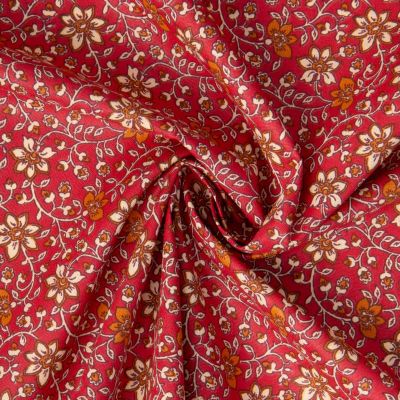 Tissu Coton imprimé Arty Goa fleuris sur fond Terracotta - Par 10 cm