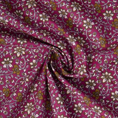 Tissu Coton imprimé Arty Goa fleuris sur fond Violet - Par 10 cm