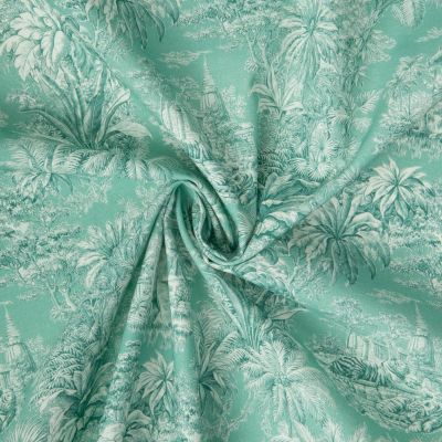 Tissu Coton imprimé digital Mini Maharani sur fond Vert menthe - Par 10 cm