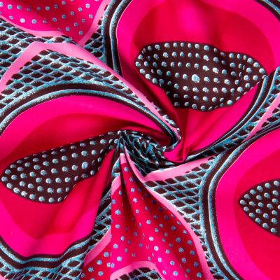 Tissu Coton Wax pailleté Kafe Rose - Par 10 cm