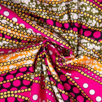 Tissu Coton Wax pailleté Nubia Rose et or - Par 10 cm