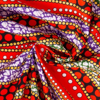 Tissu Coton Wax pailleté Nubia Orange et or - Par 10 cm