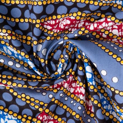 Tissu Coton Wax pailleté Nubia Gris et or - Par 10 cm