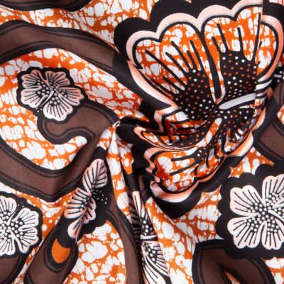 Tissu Coton Wax pailleté Bamako Marron et rose - Par 10 cm
