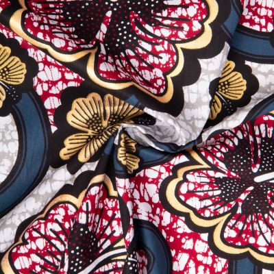 Tissu Coton Wax pailleté Bamako Gris et or - Par 10 cm