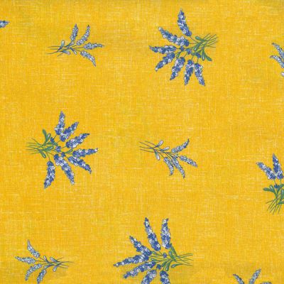 Coupon Tissu Coton Enduit Valensole All Over sur fond Jaune - Coupon de 3 mètres