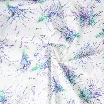 Coupon Tissu Coton Enduit Portofino All Over violet sur fond Ecru - Coupon de 3 mètres