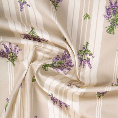 Tissu Coton Enduit Coutil de Provence rayé gris sur fond Blanc - Par 10 cm