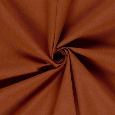 Tissu Toile de Coton recyclé aspect lin uni Terracotta - Par 10 cm