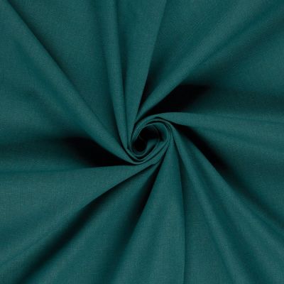 Tissu Toile de Coton recyclé aspect lin uni Vert canard - Par 10 cm