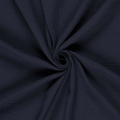 Coupon Tissu double gaze uni  Bleu marine - Coupon de 200 cm