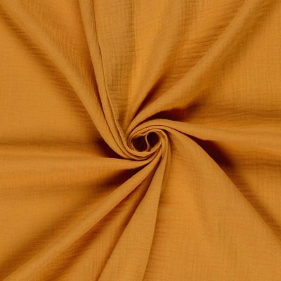 Tissu Double gaze de Coton Solambre uni  Moutarde - Par 10 cm