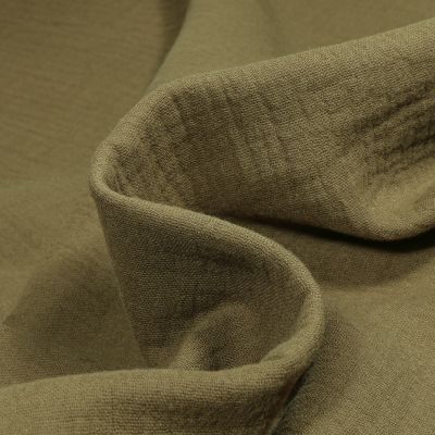 Tissu Double gaze de coton uni Vert olive - Par 10 cm
