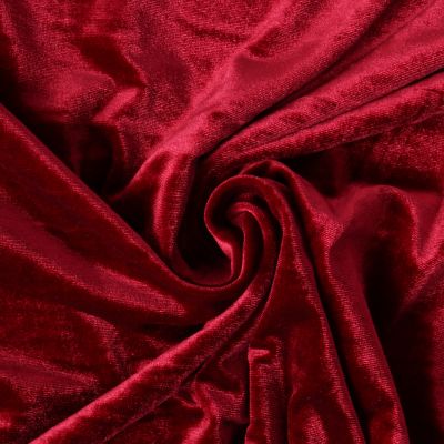 Coupon Tissu Velours d&#039;ameublement extensible Cybèle uni Rouge - Coupon de 120 cm