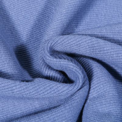 Tissu Bord côte uni Bleu lavande - Par 10 cm