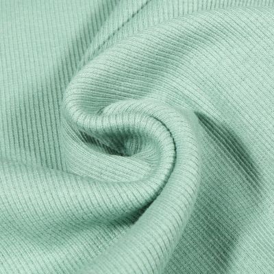 Tissu Bord côte uni Vert menthe clair - Par 10 cm