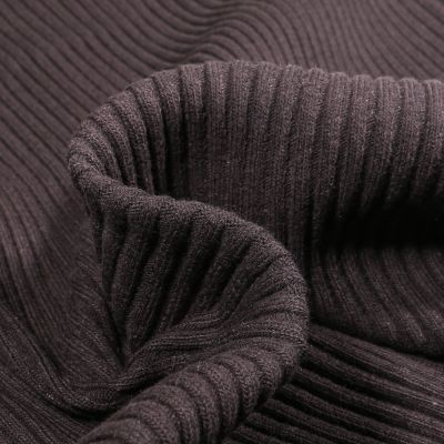 Coupon Tissu Bord côte Côtelé uni épais 3/3 Noir - Coupon de 100 cm