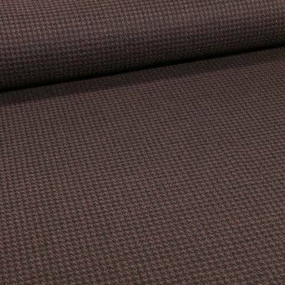 Tissu Maille Polyviscose Mini pied de poule sur fond Marron - Par 10 cm
