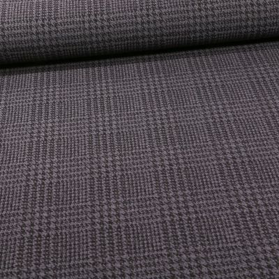 Tissu Bengaline Pied de poule sur fond Gris anthracite - Par 10 cm
