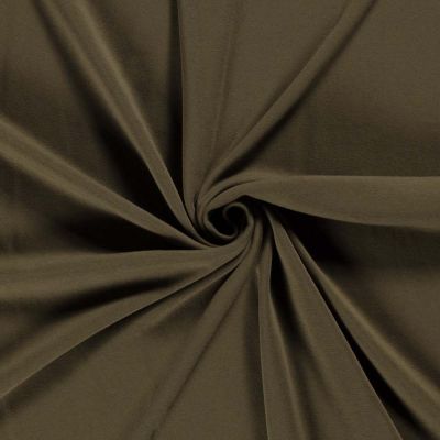 Tissu Sweat envers doudou uni Vert kaki - Par 10 cm