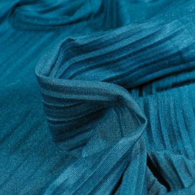 Tissu Maille Plissé uni Bleu pétrole - Par 10 cm