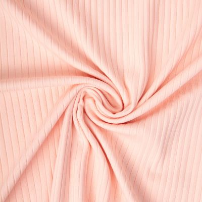 Tissu Jersey Bord Côte Baby uni Rose bébé - Par 10 cm