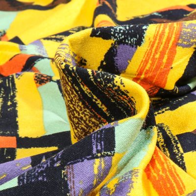 Tissu Jersey Viscose  Averi sur fond Jaune - Par 10 cm