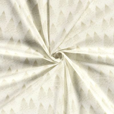 Tissu Popeline de Coton Eloi sapins dorés sur fond Ecru - Par 10 cm