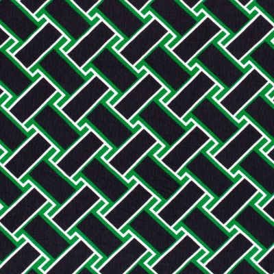 Tissu Crêpe Georgette de Viscose motifs abstraits vert et noir sur fond Blanc - Par 10 cm