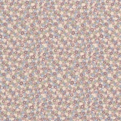 Tissu Jersey Coton Fleurs Louna rose sur fond Ecru - Par 10 cm