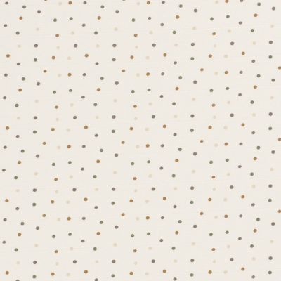 Tissu Jersey Coton Petits pois vert et ocre sur fond Ecru - Par 10 cm