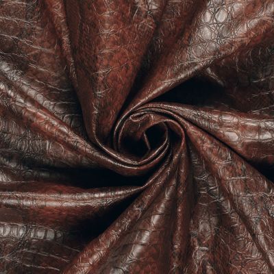 Tissu Simili cuir souple Croco sur fond Marron - Par 10 cm