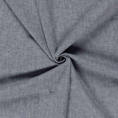 Tissu Chambray Lin Coton Chevrons Bleu gris - Par 10 cm