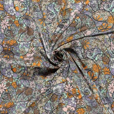 Tissu Polyester Bubble gris sur fond Vert menthe - Par 10 cm