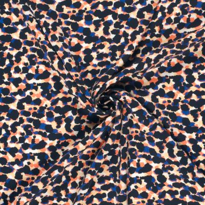Tissu Viscose satiné Pois destructurés sur fond Bleu marine - Par 10 cm