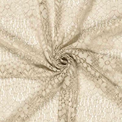 Coupon Tissu Dentelle Coton mélangé uni Beige - Coupon de 20 cm