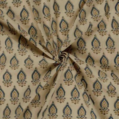 Tissu voile de coton imprimé Orvieto Géométriques sur fond Beige - Par 10 cm