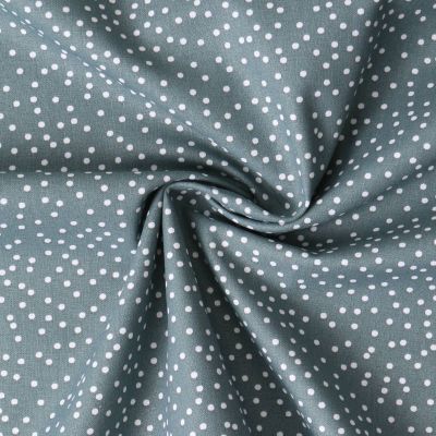 Tissu Popeline de Coton  pois Yena sur fond Bleu acier - Par 10 cm