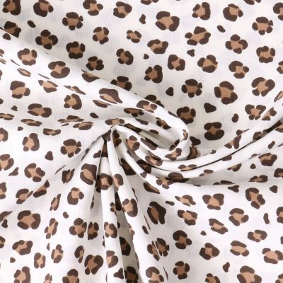 Tissu Popeline de Coton  fauve Ornella sur fond Beige clair - Par 10 cm