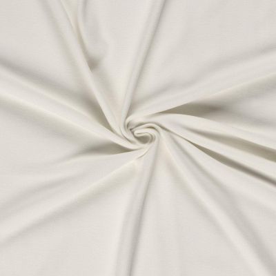 Tissu Jersey maille lourde Stefi gratté uni Blanc cassé - Par 10 cm